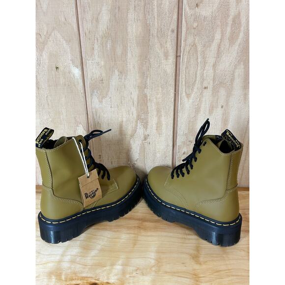 Dr. Martens Jadon Smooth Leather Platform Boots ANTIQUE OLIVE Women's 6 Men's 5 - Picture 4 of 9